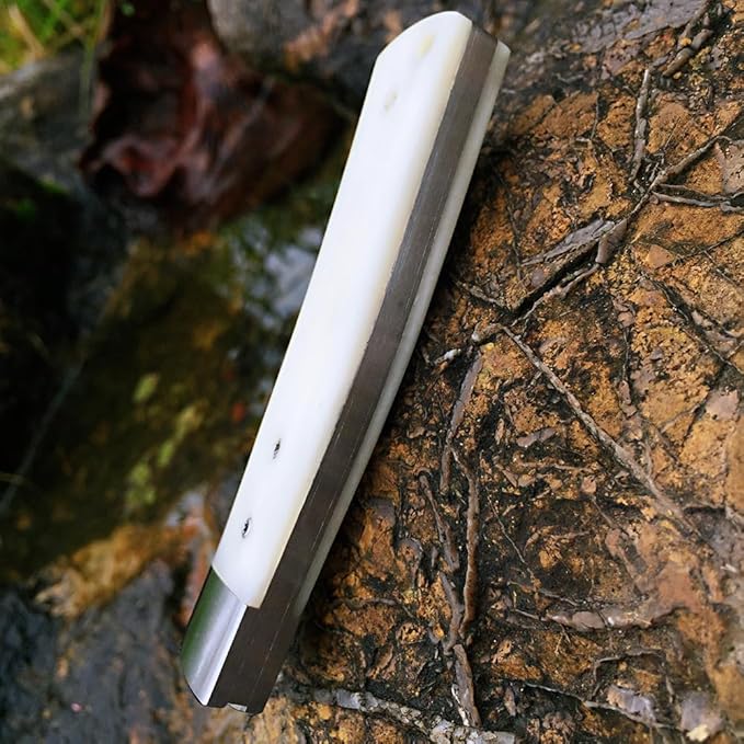 Watchman Brother1518 Slip Joint Knife Bone Grips Micarta Half Stop VG10 Pocket Knife (White Bone)