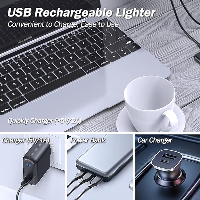 Candle Lighter, Electric Lighter USB Rechargeable Lighter, Arc Windproof Flameless Plasma Lighter Long Stick with Rope and Ring, Perfect for Candle BBQ Camping Kitchen Stove, White