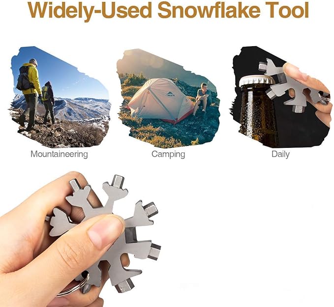 Multitool 18 In 1 Snowflake Multi tool for Outdoor Camping Survival Accessories- Stocking Stuffers Mens Gifts, Screwdriver - Hexagonal Spanner - Ring Spanner - Bottle Opener