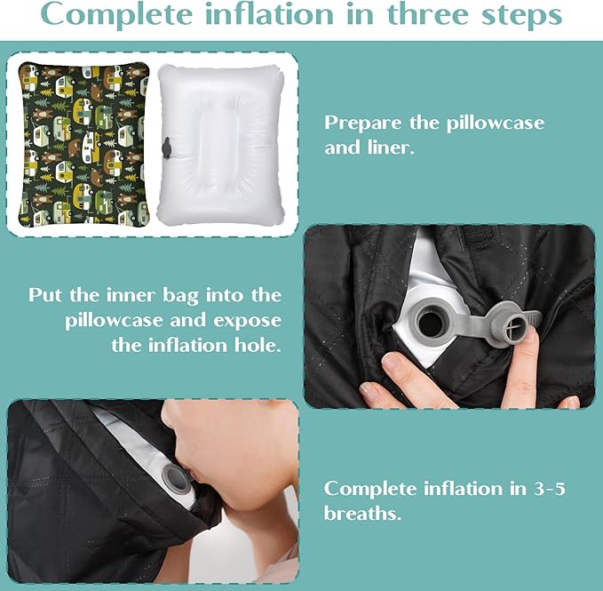 Inflatable Camping Pillow, Patterned Travel Backpacking Pillow, Lightweight & Portable Hiking Beach Pillow, Travel Camping Essential Accessories for Adult & Kids