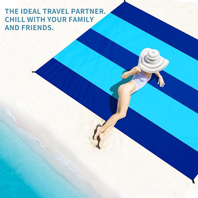 BYDOLL Beach Blanket Sandproof Waterproof 78''×110''1-7 Adults Compact Lightweight Oversized Beach Blanket Large Picnic Mat Beach Blanket for Travel Camping Hiking Picnic