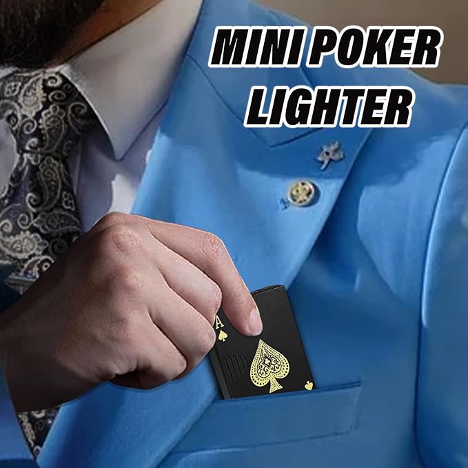 Jet Torch Lighter, Refillable Butane Playing Card Lighter, Exquisite Packaging, Windproof Lighters, Cool Lighter for Men, Candle, Camping, Birthday. (Butane Not Included) (1, Gold King)