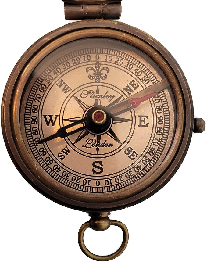 Stanley London Engraved Compass Personalized | Brass Pocket Compass Gifts for Men, Him, Son, Husband, Grandson, Boys | Engravable Antique Gift Compasses for Graduation, Baptism, Confirmation