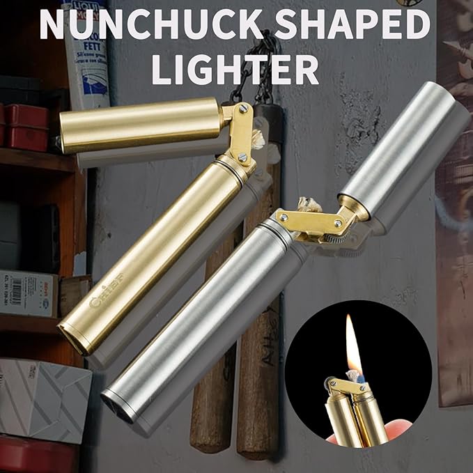 Cool Embossed Design Kerosene Wheel Lighter Refillable Eco-Friendly, Vintage Dazzling & Ultra-Cool, Unique for Men Candles Gift Camping BBQ (No Kerosene) (18#)