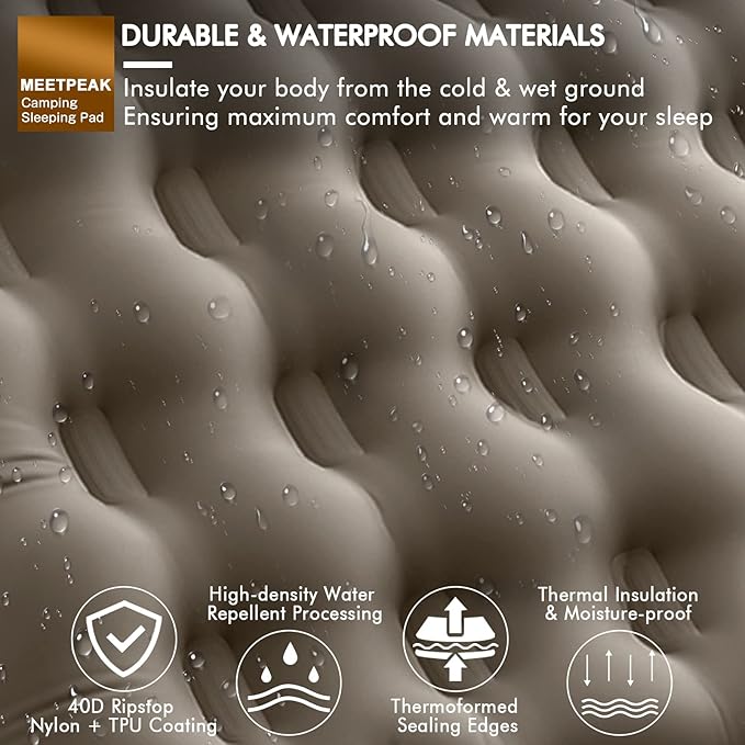 MEETPEAK Extra Thickness 5 inch Inflatable Sleeping Pad for Camping, Ultralight Compact Camping Sleeping Mat Built-in Pump, Portable Camping Air Mattress for Tent Hiking Backpacking Traveling