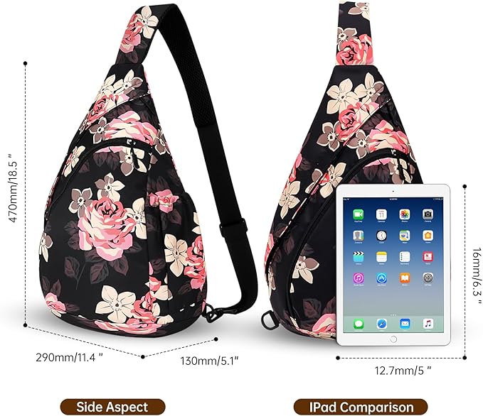 HUA ANGEL Crossbody Sling Bag for Men & Women Lightweight Waterproof Chest Shoulder Bag for Travel Hiking & Everyday Use