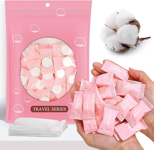 GXF Compressed Towel, Portable Cotton Hypoallergenic Travel Washcloths Tablet Coin Wipes Dehydrated Expandable for Camping Hiking Home