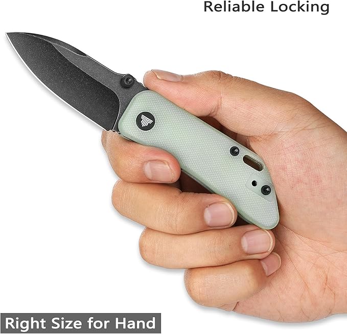 Folding Knife for EDC,2.32in Sandvik 14C28N Stainless Steel Blade, G10 Handle with Clip,Thumb Studs Pocket Knives Gift for Men,Bootes-03