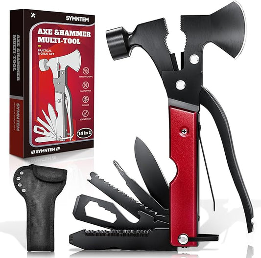 Christmas Cheer Meets Survival Smarts，Cool Gadget Gift - 15-in-1 Multi-Tool Axe Hatchet for Camping，Hiking Enthusiasts