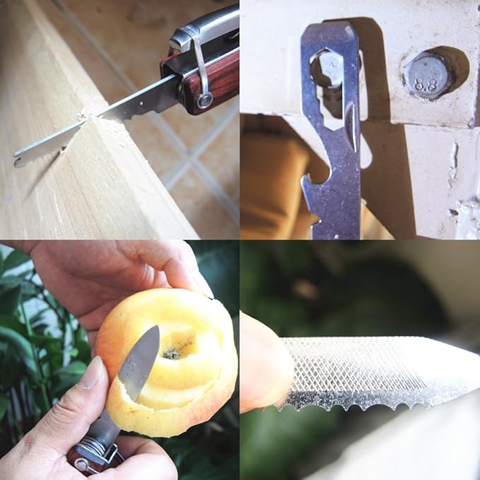 Portable Multipurpose Multitool Camping Hatchet Survival Hammer Wood Inlay Handle Metal Outdoor Gadgets Axe Gift for Men Women