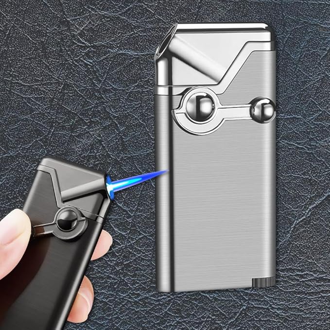 REDBMX Torch Lighter,Refillable Butane Lighter,Jet Lighter,Creative Rocker Cool Lighter,Windproof Portable Lighter Grill Camping Lighter Best Boyfriend Gifts(No Gas) (Silver)