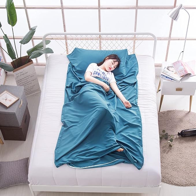 Sleeping Bag Liner Lightweight Compact Sleeping Bag Sack Portable Clean Travel Sheet Camping Sleep Sheet for Backpacking Hotel Hiking