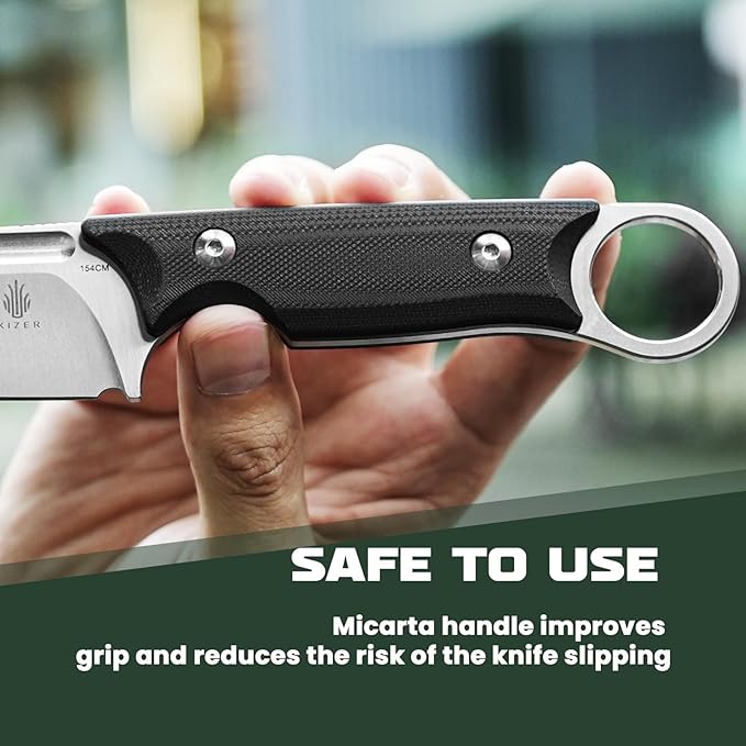 Kizer Cabox Fixed Blade Knife 3.36" 154CM Steel Fixed Blade Hunting Knife G10 Handle with Sheath Survival Camping Knife 1048C1