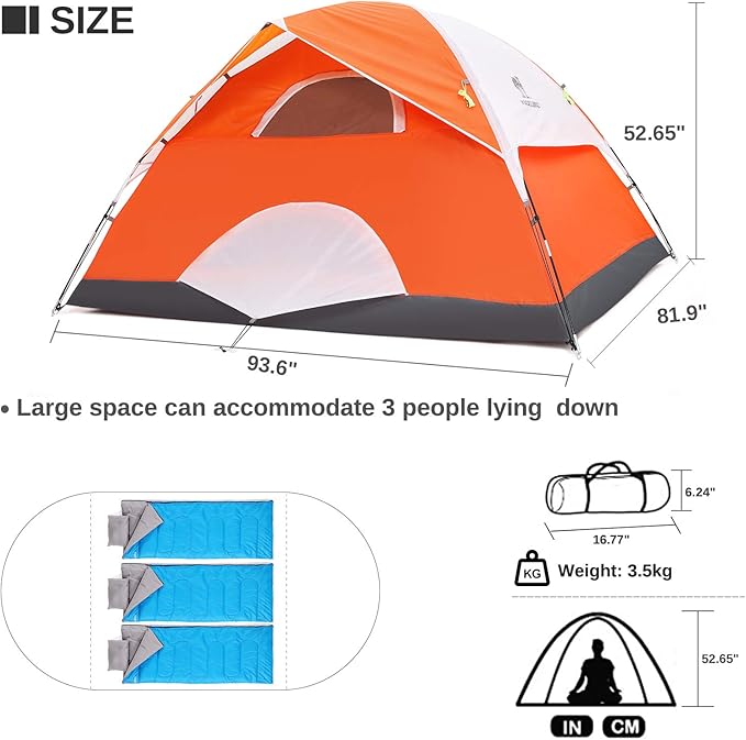 CAMEL CROWN Tents for Camping 2/3/4/5 Person Camping Dome Tent, Waterproof,Spacious, Lightweight Portable Backpacking Tent for Outdoor Camping/Hiking