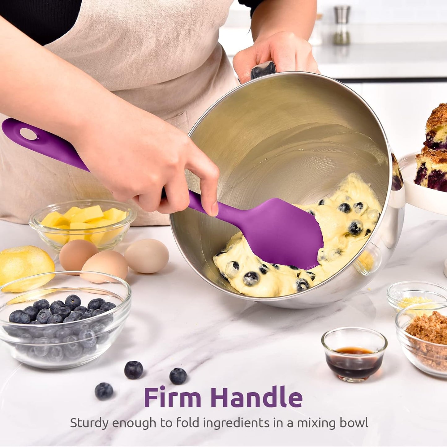 14in Extra Large Silicone Spatula: U-Taste 600ºF Heat Resistant Flexible Silicon Mixing Stirring Cooking Scraping Baking Bowl Scraper Seamless Spreader for Kitchen Nonstick Cookware (Purple)