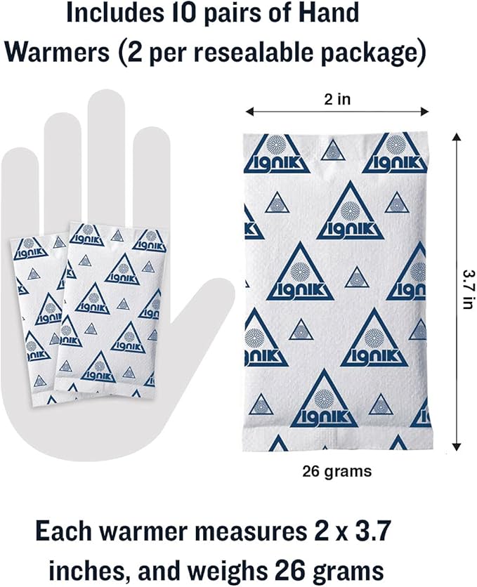 Ignik Resealable Multiple-Use Hand Warmers for 10 Hours of Heat Across 72 Hours