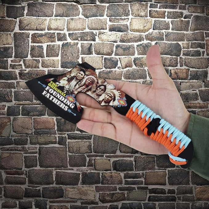 Tomahawk Founding Fathers Axe Survival Hatchet, Great for Camping, Survival, and Outdoors Activity, Handle Blue/coral Strings Woven On It Comes with Black Nylon Sheath, for Any Occasion