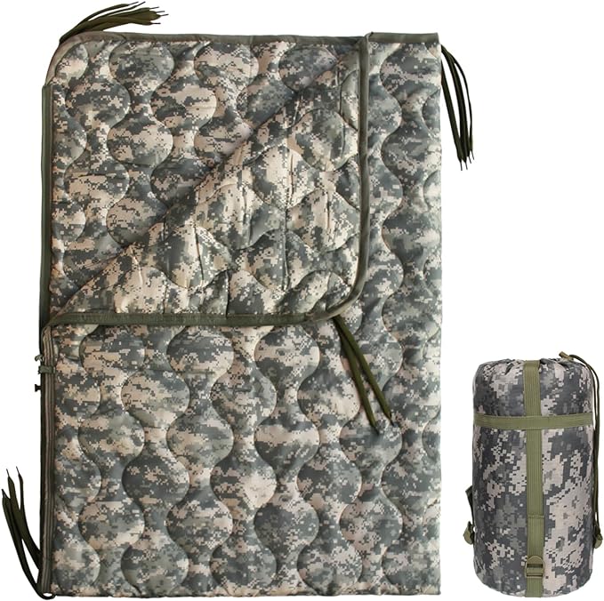 Woobie Blanket, Army Poncho Liner with Zipper, Military Sleeping Bag, with A Compression Carrying Bag, for Hiking, Camping, Outdoor Survival
