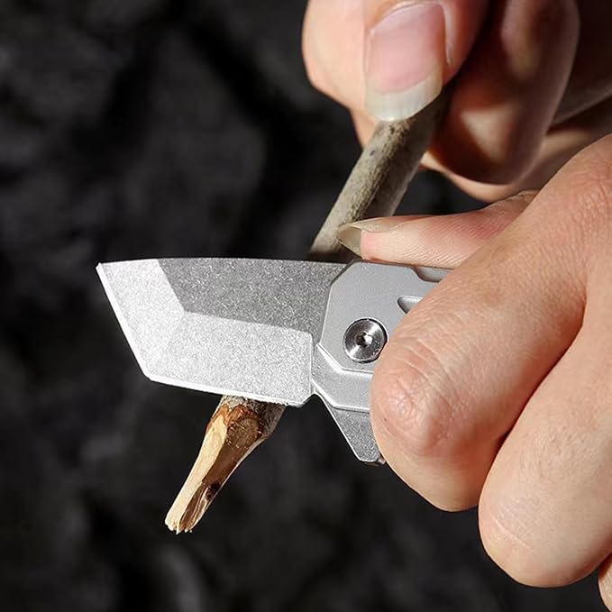 Mini Flipper Pocket Knife (TK22), 1.57 Inch D2 Stainless Steel Blade with Stone Washed Technique, Everyday Utility Knife with G10 Lanyard Hole, 3.24 oz, Silver.