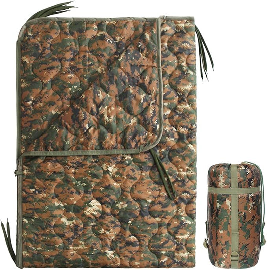 Woobie Blanket, Army Poncho Liner with Zipper, Military Sleeping Bag, with A Compression Carrying Bag, for Hiking, Camping, Outdoor Survival