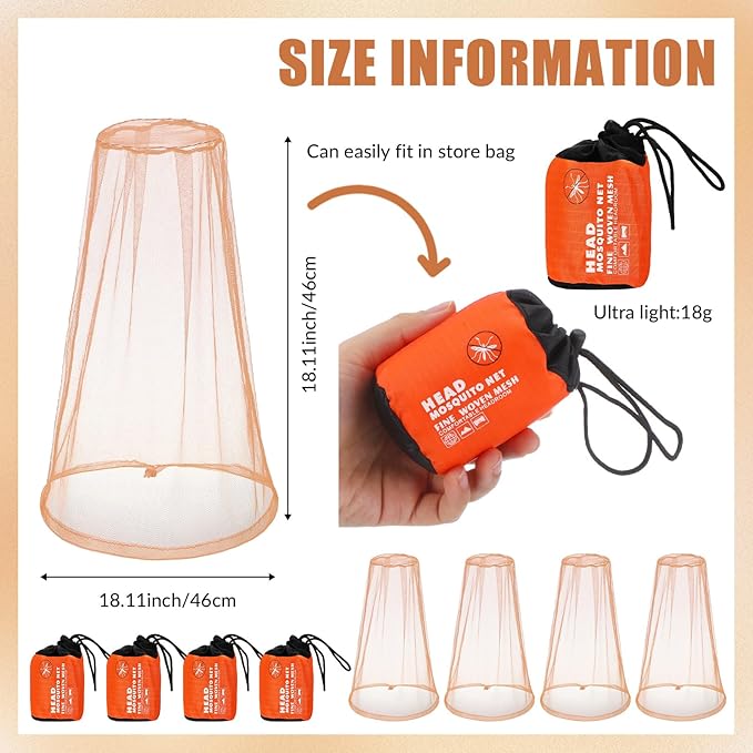 HESTYA 4 Pack Mosquito Net Face Mesh Net Protecting Net for Outdoor Hiking Camping Climbing Mosquito Fly Insects Preventing