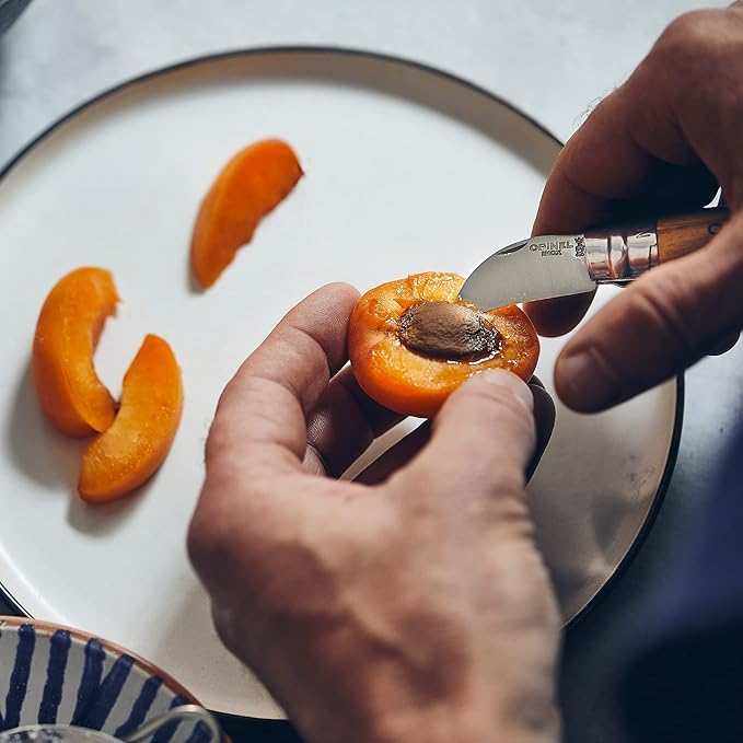 Opinel No.7 Folding Chestnut and Garlic Knife, European Chestnut Wood Handle, 12C27 Stainless Steel Blade