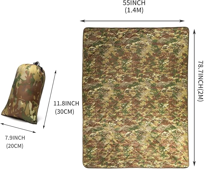 Poncho Liner Military Woobie Outdoor Camping Woobie Blanket for Travel, Beach, Grass, Picnic, Car Emergency, Outdoor, Survival