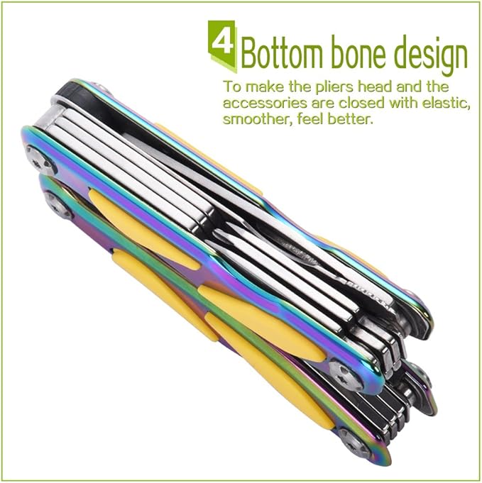 Outdoor Folding Multifunction Pliers with Spring inside-loaded and Side Lock Portable Camping Multipurpose Combination Tool Knife Pliers Colorful