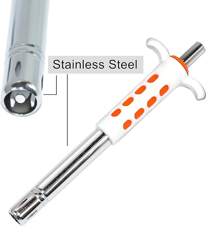Easy Grip Stainless Steel Regular Gas Lighters for Gas Stoves, Restaurants & Kitchen Use (Orange)-2 Pack