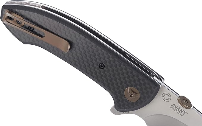 CRKT Avant EDC Folding Pocket Knife: Everyday Carry, Satin Blade with Thumb Disk, IKBS Ball Bearing Pivot, Liner Lock, Carbon Fiber Overlay Handle, Reversible Pocket Clip 4620