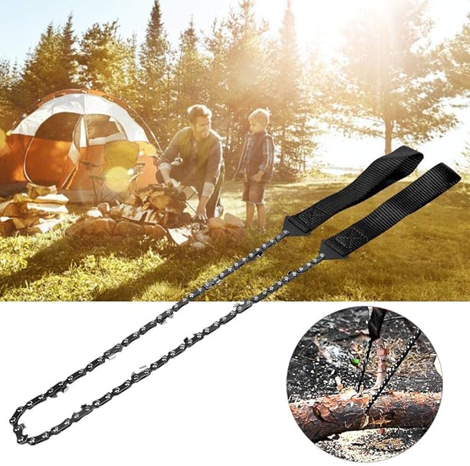 Manual Portable Folding Hand Chainsaw Gear Outdoor Kits for Camping Hiking Survival (Black)
