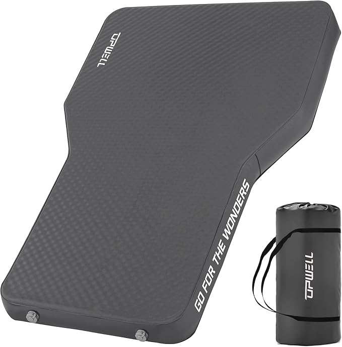 UPWELL Self Inflating Sleeping Pad Truck Camping Thick Mattress for Tesla Model Y Solid Foam 4 Season Car Bed Mattress Portable Roll Up Bed Grey