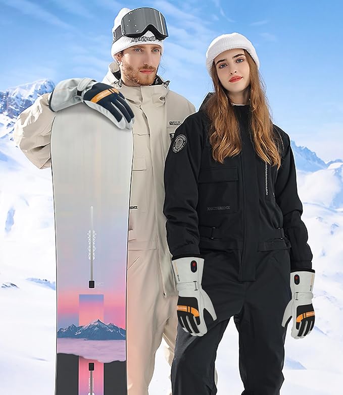 Heated Gloves for Men Women - 3 Heat Levels&Electric Rechargeable Battery Gloves for Winter Skiing Skating Snow Camping Hiking Heated Hand Warmer Gloves