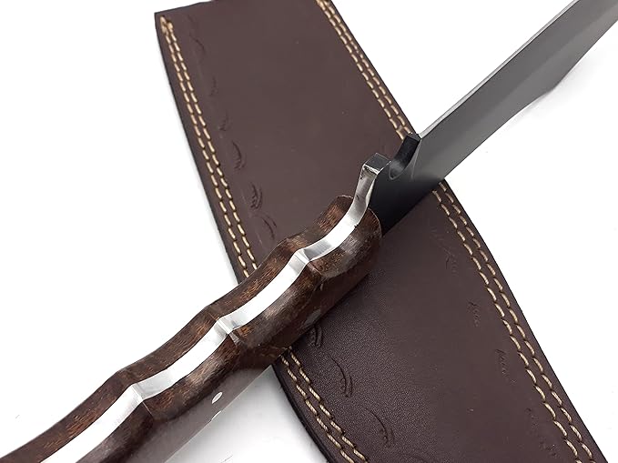 Nooraki BK352 Handmade Fixed Blade Hunting Knife with Leather Sheath, Multipurpose Knife with Micarta Full Tang Handle for Everyday Carry, Outdoor Camping & Hunting, 15" Length