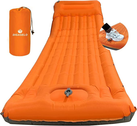 Sleeping Pad for Camping, Ultralight Inflatable Sleeping Mat with Built-in Foot Pump, Upgraded 50D Nylon Durable Camping Air Mattress, Suitable for Camping, Fishing, self Driving Tours