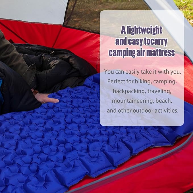 Camping Sleeping Air Bag TPU Blow-Up Air Bag with Mat Built-in Foot Pillow Perfect for Camping Essentials, Lightweight Sleeping Bag Air Mattress Camping Cot Camping Tent