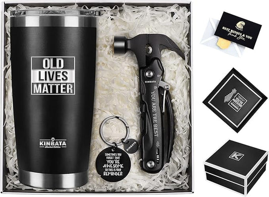 Birthday Gifts for Men-Fathers Day Best Gifts for Dad Retirement Gifts for Men Old Lives Still Matter Gifts for Grandpa、Uncle、Him Unique Presents Ideas Tumbler Multitool