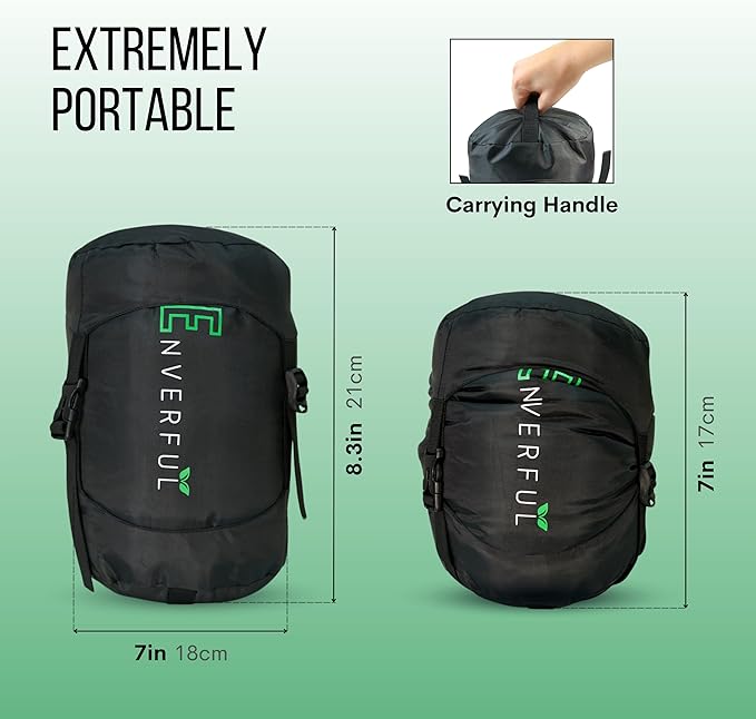 Duck Down Mummy Sleeping Bag for Adults – Cold & Warm Weather Sleeping Bags – Lightweight, Compact & Portable Camping – Sleep Bag for Hiking & Backpacking – Compression Carrying Bag