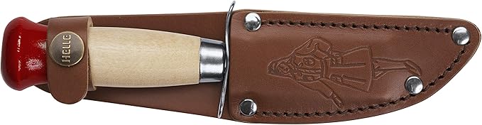 HELLE Knives - Speider Gutt (Boy) - Fixed Blades - Stick Tang - Beginner, Scout, Learning - 12C27 Stainless Steel - Leather Sheath - Made in Norway