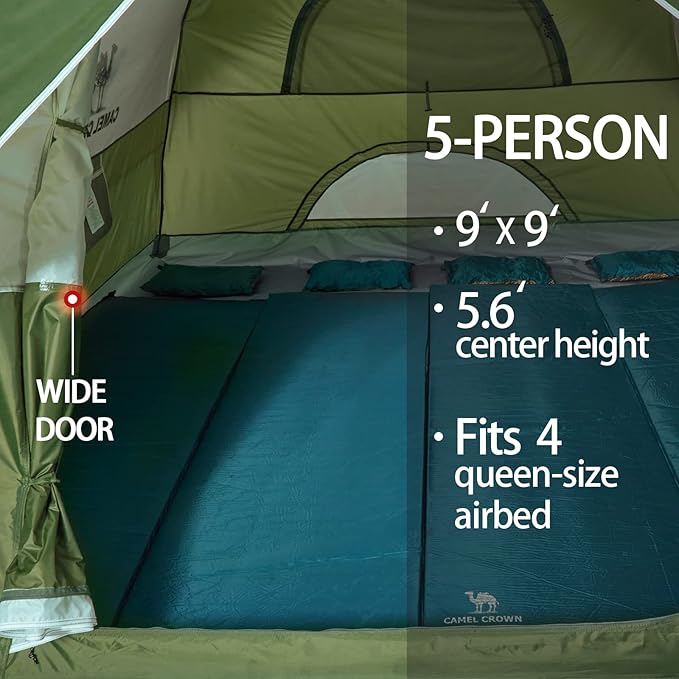 CAMEL CROWN Tents for Camping 2/3/4/5 Person Camping Dome Tent, Waterproof,Spacious, Lightweight Portable Backpacking Tent for Outdoor Camping/Hiking