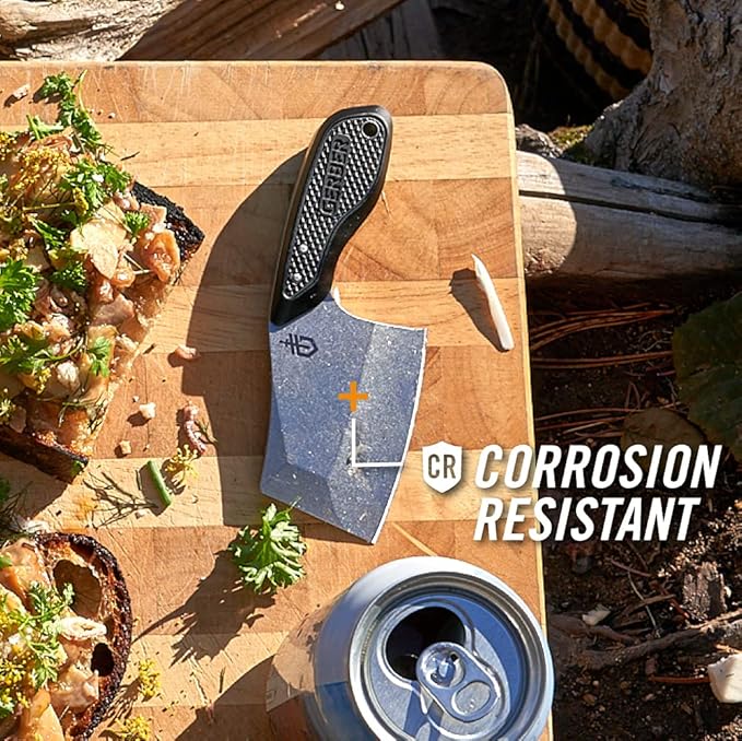 Gerber Gear 30-001694 TRI-Tip, Mini Cleaver Fixed Blade Knife with Sheath, Green
