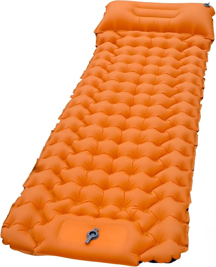 Inflatable Tents for Camping: Self-Inflating Sleeping Mat & Air Mattress - Comfortable Single & Adult Beds, Durable Air Pads for Outdoor Sleeping (Single, Orange)
