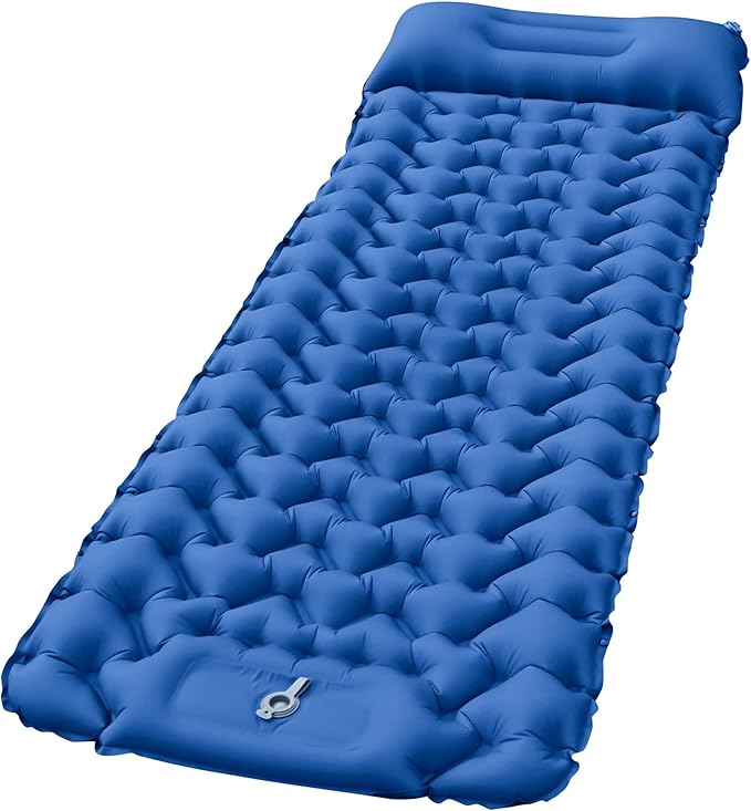 Sleeping Pad for Camping 78''X28'', Camping Sleeping Pad with Pillow Built-in Pump, Camping Air Mattress for Backpacking, Traveling ‎Navy Blue