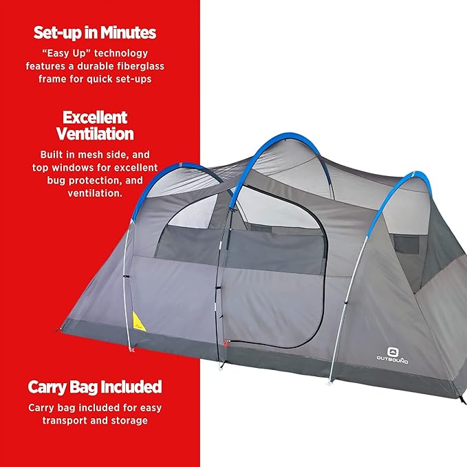 Outbound Dome Tent for Camping with Carry Bag and Rainfly, Easy Set Up & Water Resistant, 3 Season