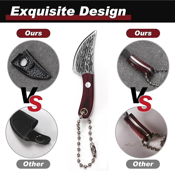 Mini Knife Set,Tiny Knife Set with Sheath,Mini Pocket Knives Keychain for Knife Collectors Gifts and Package Opener Box Cutter (8)