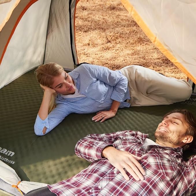 Cymula Camping Mattress 4 Ultra-Thick Self Inflating Sleeping Pad with Pump Sack with Memory Foam Sleeping Mat for Camping 4-Season,Travel,Car,Tent,Home(79"x52"x4" Double)