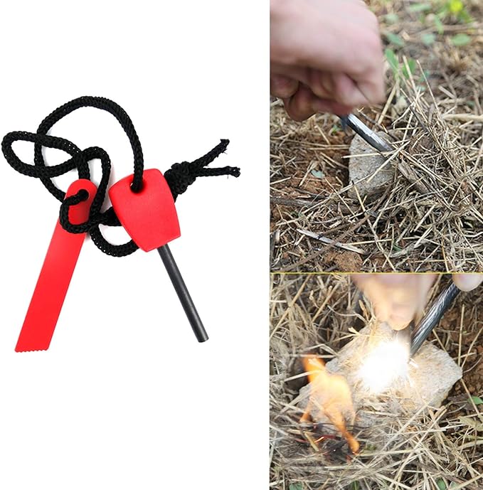 Pocket Chainsaw With Paracord Handle Survival Chain Saw Magnesium Fire Starter 20.5/32.6 Inches Garden Handle Hand Saw with Sharp Teeth Emergency Outdoor Tool Gear for Camping Tree Cutting