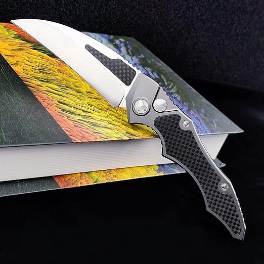 EDC Folding Pocket Knife,D2 Blade Steel, Carbon Fiber Handle, Sharp Raptor Claw Knife for Camping and Hunting.