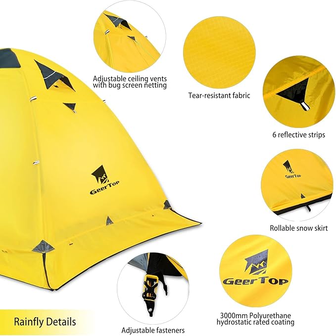 GEERTOP Ultralight 2 Person Backpacking Tent 4 Season Waterproof Camping Tent Double Layer Cold Weather Easy Set Up Tents for Family Camp, Hiking, Hunting Outdoor Mountaineering Travel