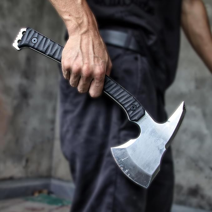 Storm Tactical Tomahawk - Multi-Tool Hammer Head Survival Axe with Hammer - Tactical Gear with Included K-Sheath and Straps (White)